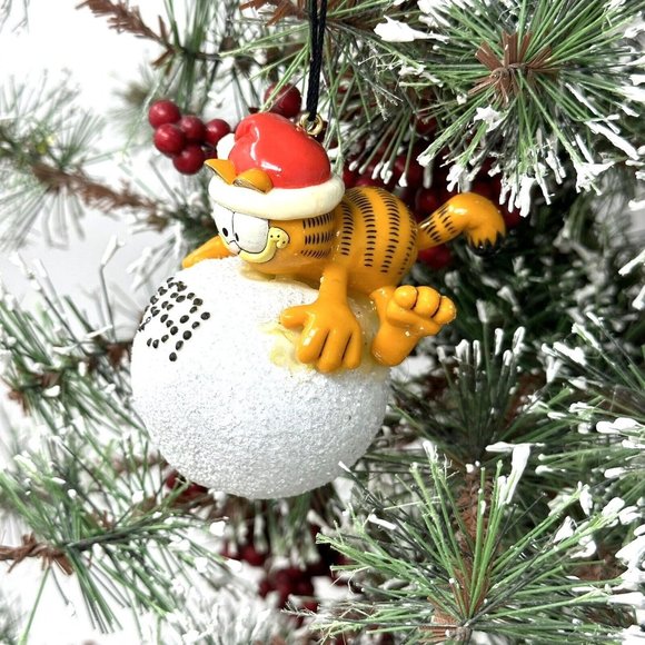 Vintage Enesco Christmas Ornament Garfield Have a Ball 1991 IOB - Picture 9 of 16